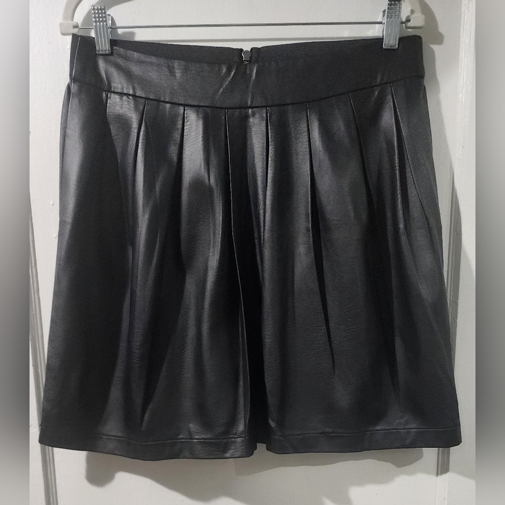Xhilaration Elegant Black Faux Leather Pleated Skirt